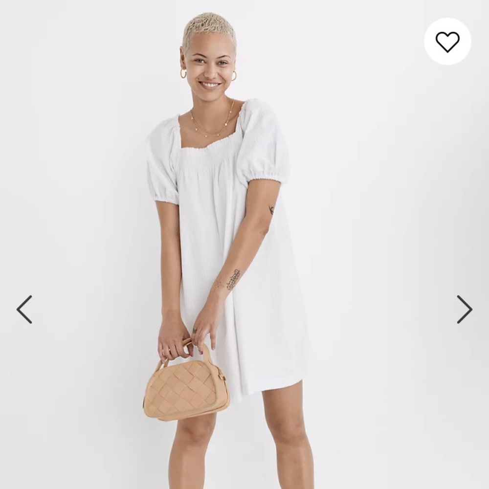 Madewell Puff Sleeve A-line Mini Dress in Seersucker Stripe